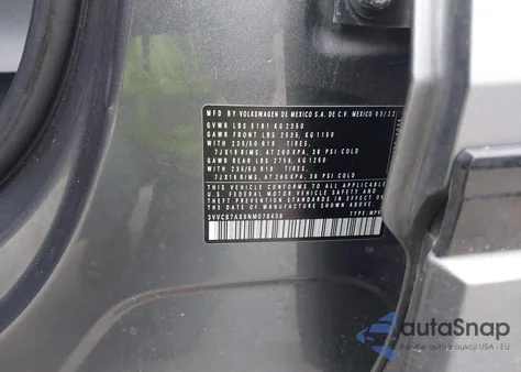 2022 Volkswagen Tiguan 2.0T Se R-Line Black из США, поврежденный, VIN 3VVCB7AX9NM078438